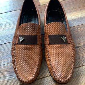 Platin leather slip on dress shoe